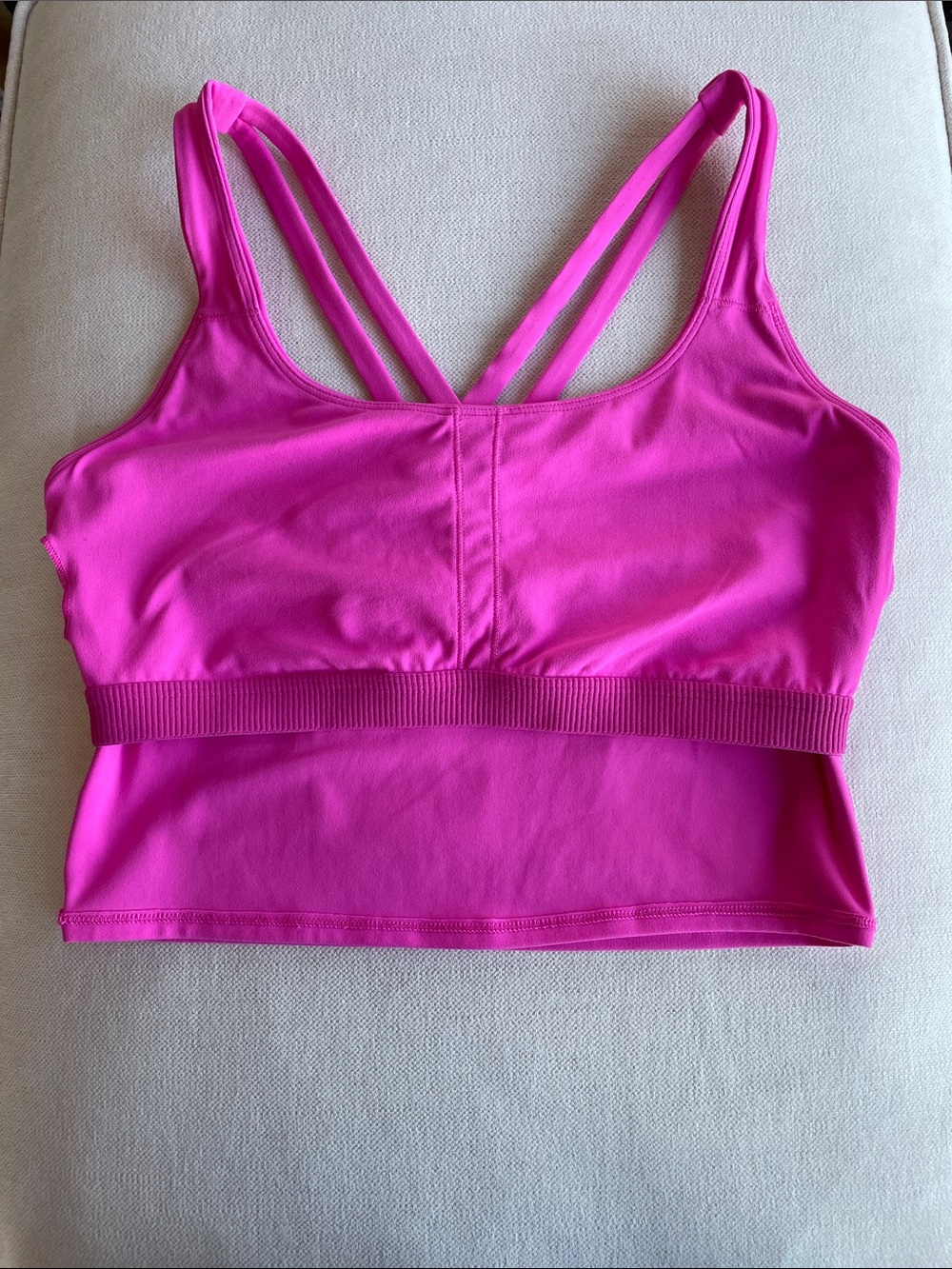 CRZ Yoga Women's Hot Pink Strappy Cropped Sports Bra Top, Medium - Picture 4 of 5